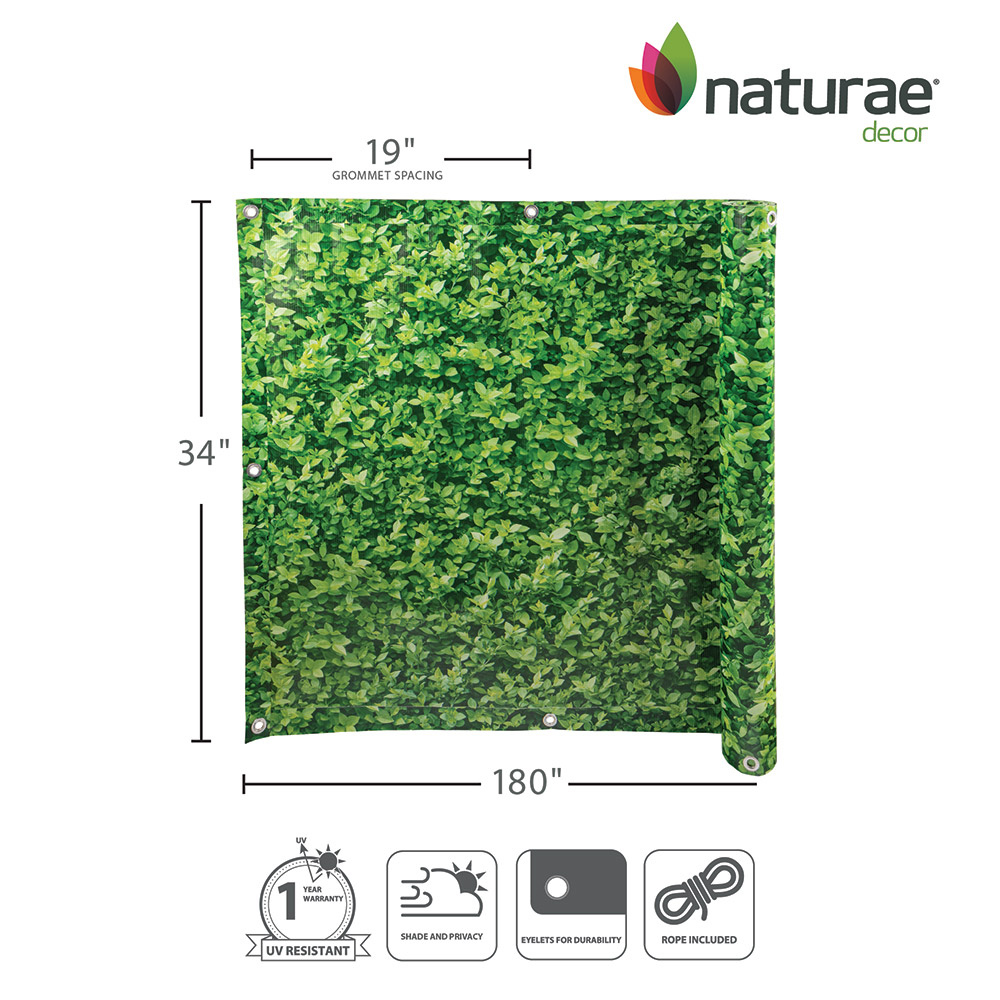 Privacy Balcony 34 in X 180 in Screen Foliage Print Naturae Decor