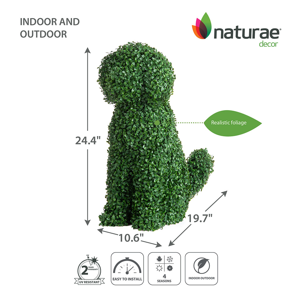 Boxwood Dog Topiary 24-in - Image 2